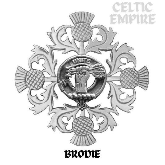 Brodie Family Clan Crest Scottish Four Thistle Brooch