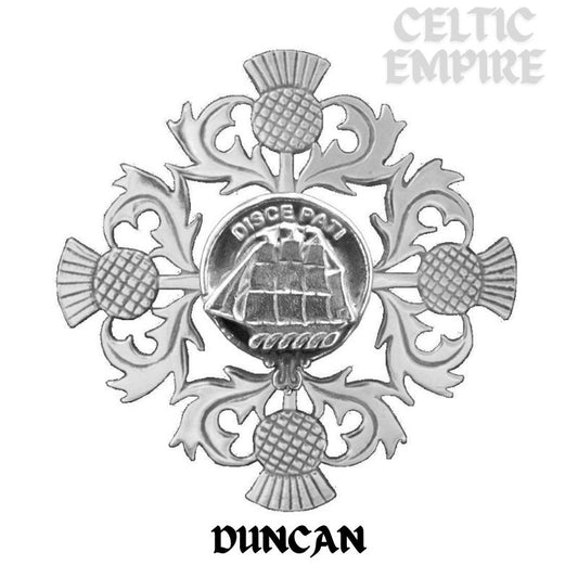 Duncan Family Clan Crest Scottish Four Thistle Brooch