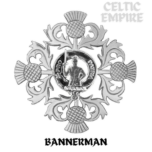 Bannerman Family Clan Crest Scottish Four Thistle Brooch