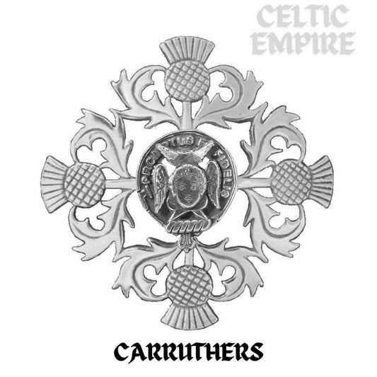 Carruthers Family Clan Crest Scottish Four Thistle Brooch