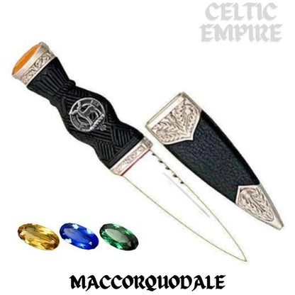 MacCorquodale Family Clan Crest Sgian Dubh, Scottish Knife