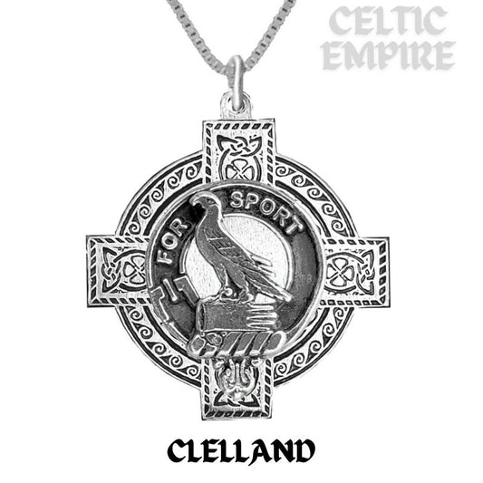 Clelland Family Clan Crest Celtic Cross Pendant Scottish