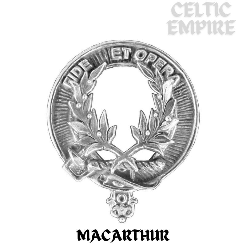 MacArthur Family Clan Crest Scottish Four Thistle Brooch