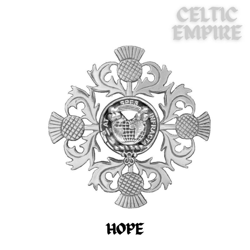 Hope Family Clan Crest Scottish Four Thistle Brooch