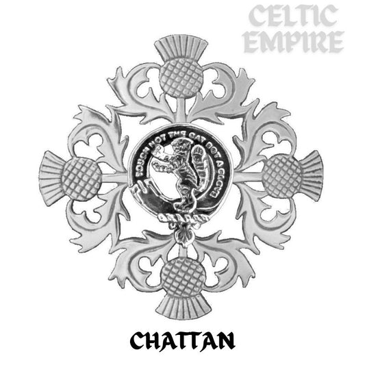 Chattan Family Clan Crest Scottish Four Thistle Brooch