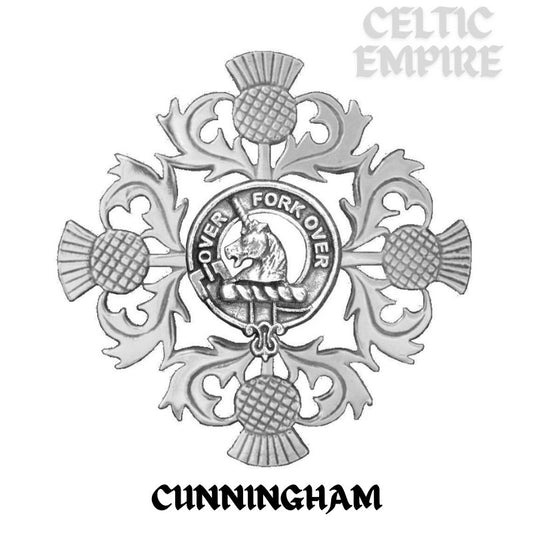 Cunningham Family Clan Crest Scottish Four Thistle Brooch