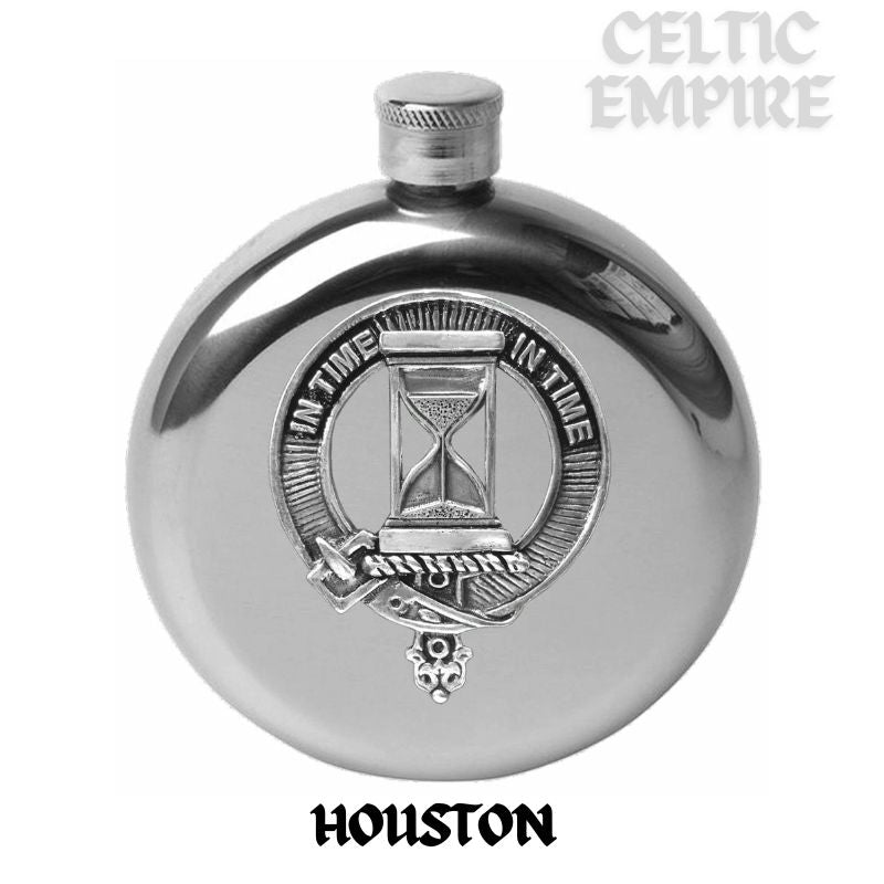 Houston 5oz Round Family Clan Crest Scottish Badge Flask