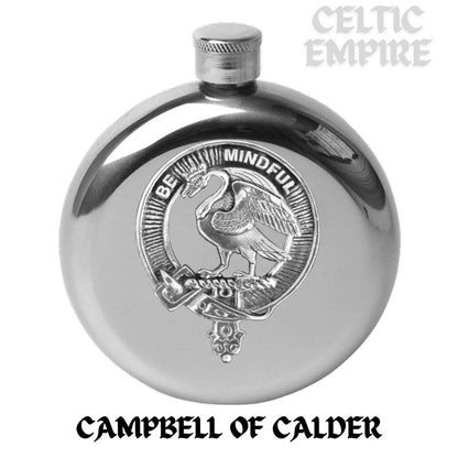 Campbell Calder Round Family Clan Crest Scottish Badge Flask 5oz