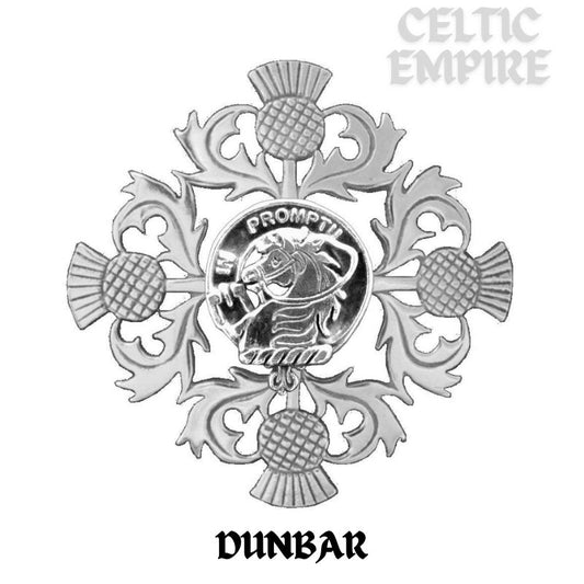 Dunbar Family Clan Crest Scottish Four Thistle Brooch