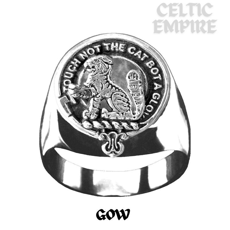 Gow Scottish Family Clan Crest Ring - Sterling Silver and Karat Gold