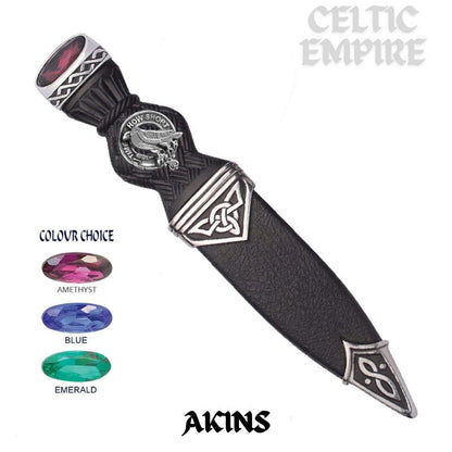 Akins Interlace Family Clan Crest Sgian Dubh, Scottish Knife