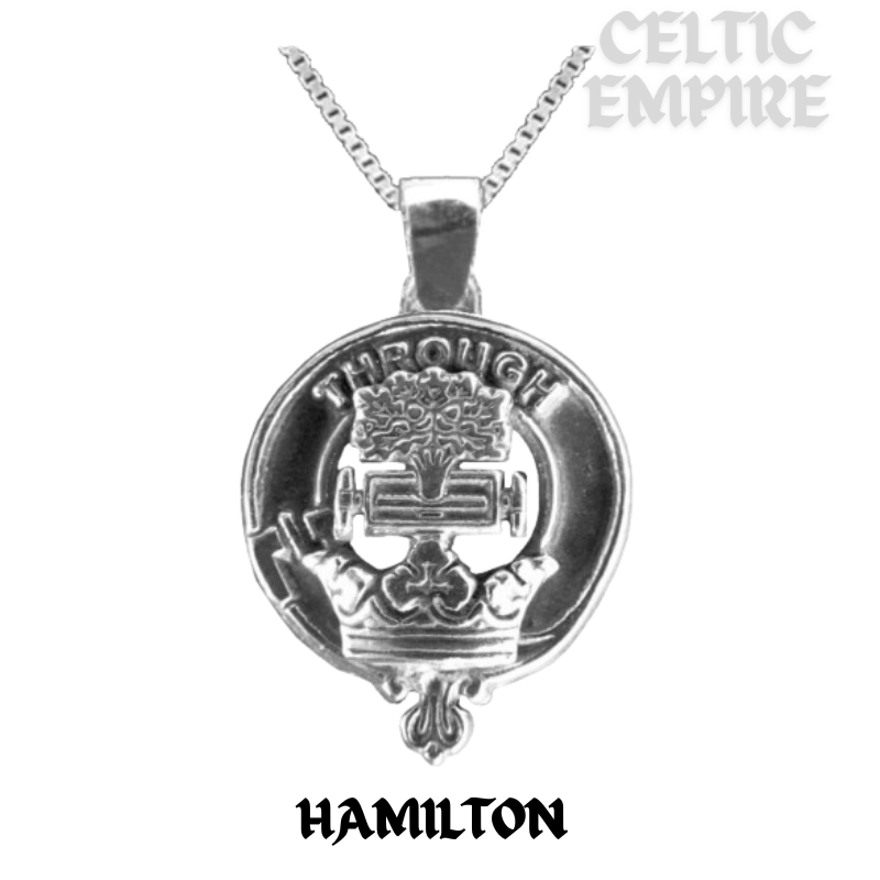 Hamilton Large 1" Scottish Family Clan Crest Pendant - Sterling Silver