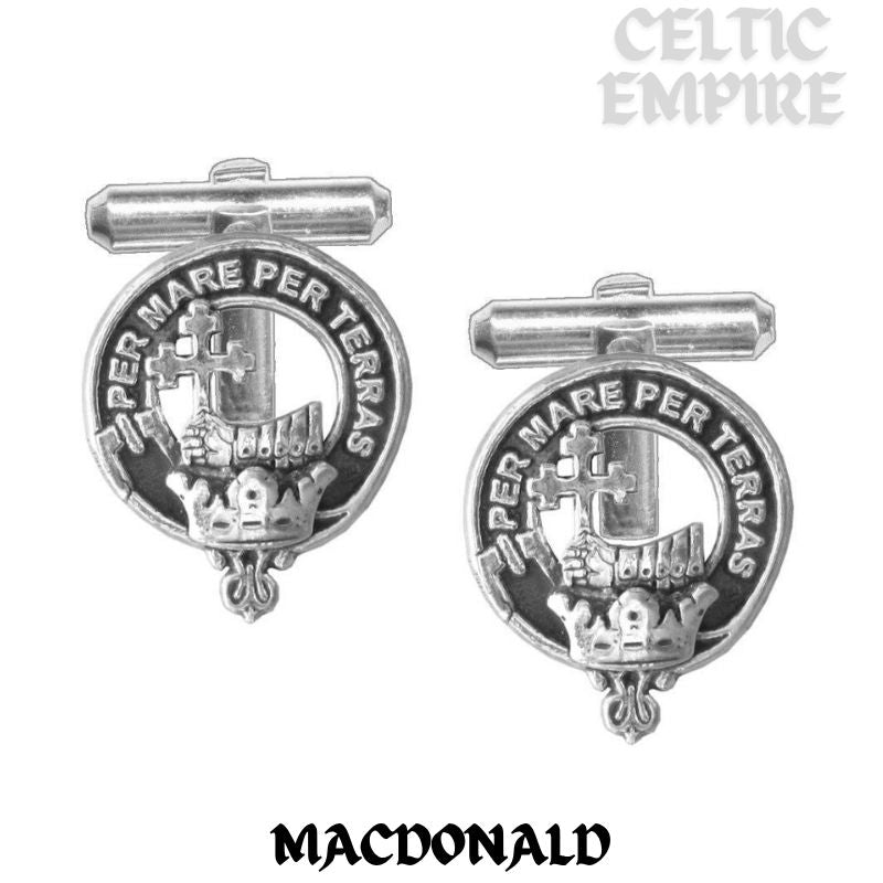 MacDonald ,Family Clan Donald Family Clan Crest Scottish Cufflinks; Pewter, Sterling Silver and Karat Gold