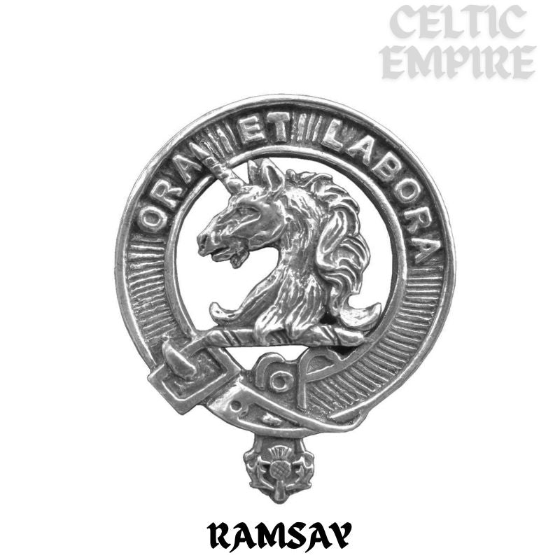 Ramsay Clan Crest Celtic Cross Pendant Scottish