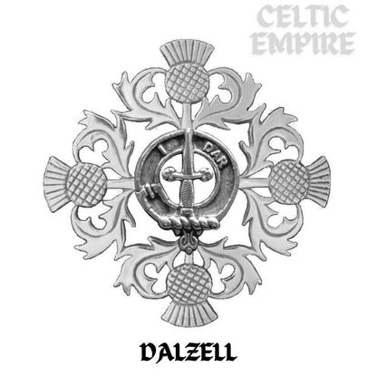 Dalzell Family Clan Crest Scottish Four Thistle Brooch