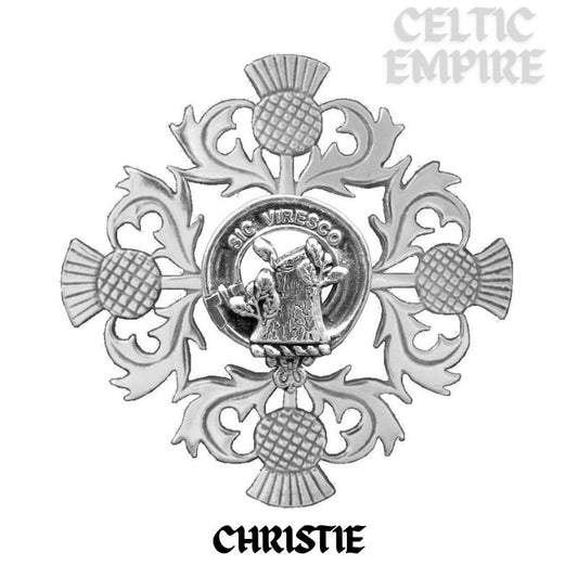 Christie Family Clan Crest Scottish Four Thistle Brooch