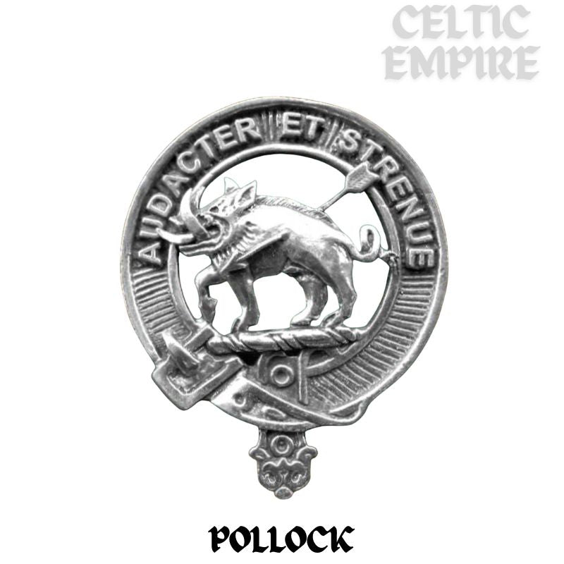 Pollock Family Clan Crest Badge Glass Beer Mug