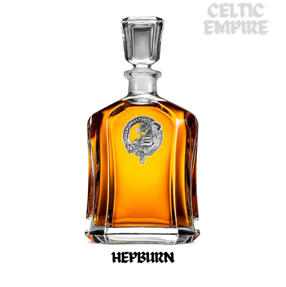 Hepburn Family Clan Crest Badge Whiskey Decanter