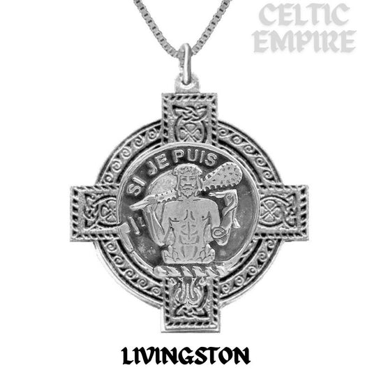 Livingston Family Clan Crest Celtic Cross Pendant Scottish