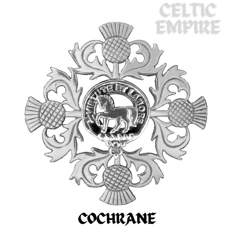 Cochrane Family Clan Crest Scottish Four Thistle Brooch