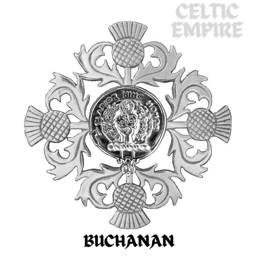 Buchanan Family Clan Crest Scottish Four Thistle Brooch