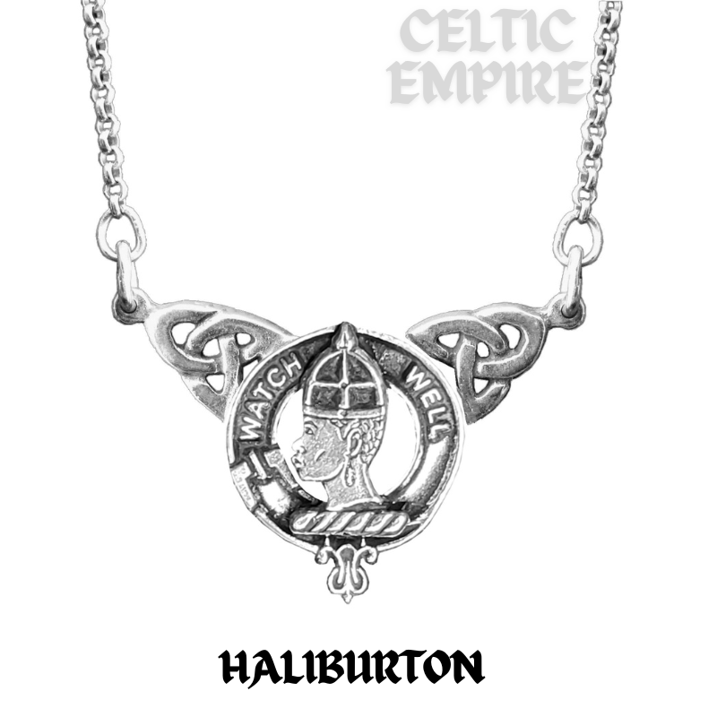 Haliburton Family Clan Crest Double Drop Pendant