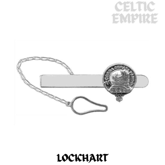 Lockhart Family Clan Crest Scottish Button Loop Tie Bar Sterling silver