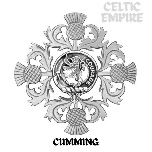 Cumming Family Clan Crest Scottish Four Thistle Brooch