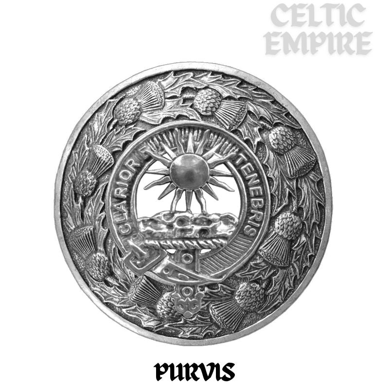 Purves Family Clan Badge Scottish Plaid Brooch