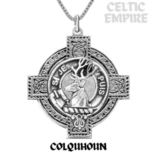 Colquhoun Family Clan Crest Celtic Cross Pendant Scottish