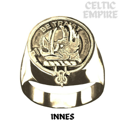 Innes Scottish Family Clan Crest Ring Sterling Silver and Karat Gold