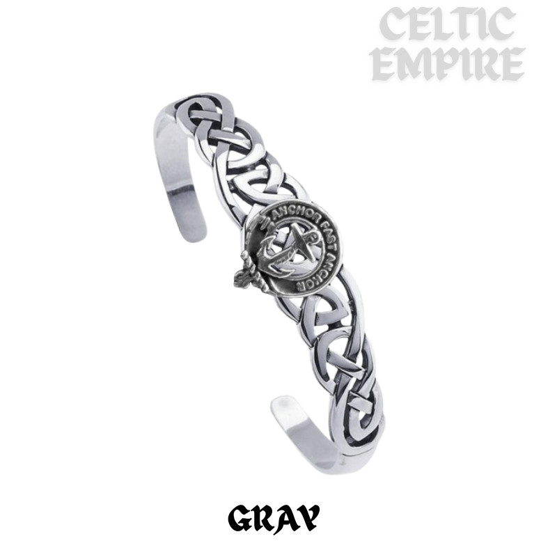 Gray Family Clan Crest Celtic Cuff Bracelet
