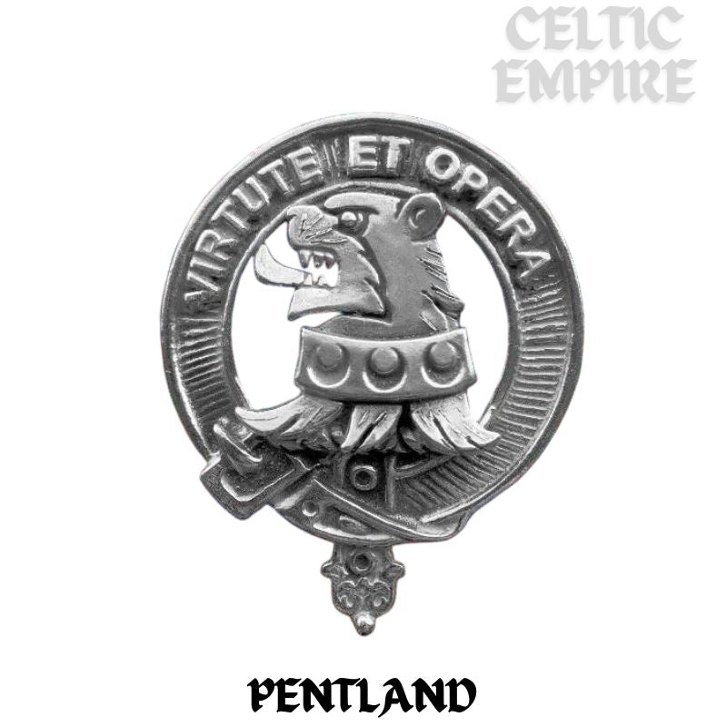 Pentland Family Clan Crest Stick or Cravat pin, Sterling Silver