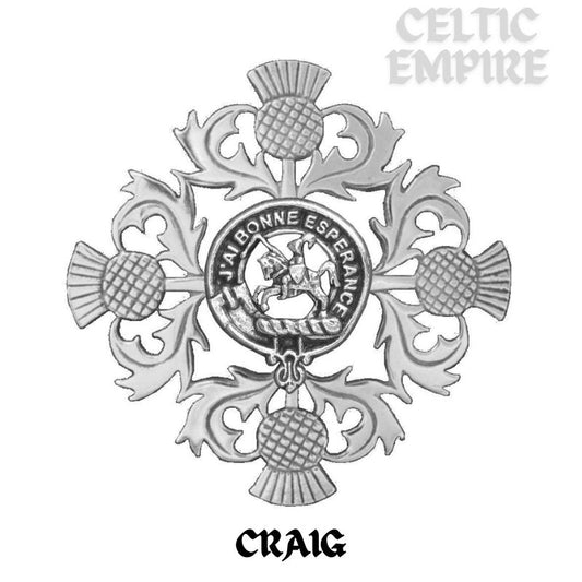 Craig Family Clan Crest Scottish Four Thistle Brooch