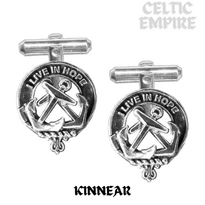Kinnear Family Clan Crest Scottish Cufflinks; Pewter, Sterling Silver and Karat Gold