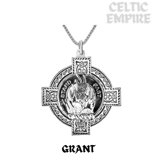 Grant Family Clan Crest Celtic Cross Pendant Scottish