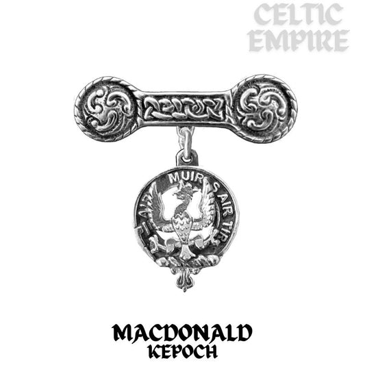MacDonald (Keppoch) Family Clan Crest Iona Bar Brooch - Sterling Silver