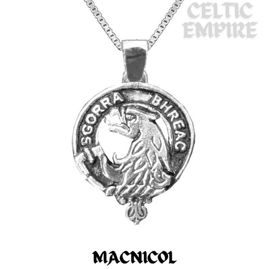MacNicol Large 1" Scottish Family Clan Crest Pendant - Sterling Silver