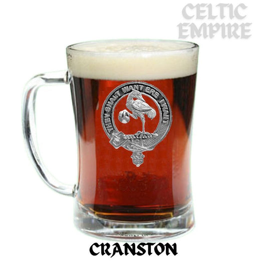 Cranston Family Clan Crest Badge Glass Beer Mug
