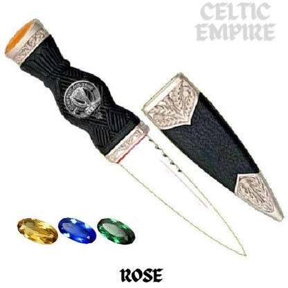 Rose Family Clan Crest Sgian Dubh, Scottish Knife