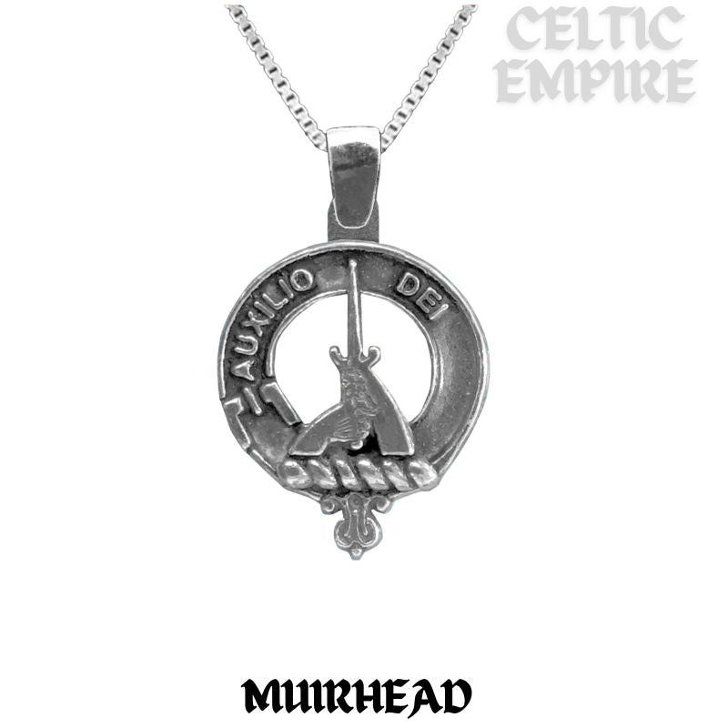 Muirhead Large 1" Scottish Family Clan Crest Pendant - Sterling Silver
