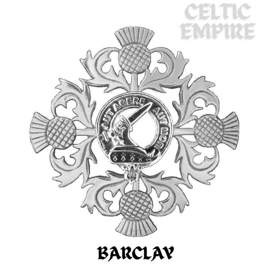 Barclay Family Clan Crest Scottish Four Thistle Brooch