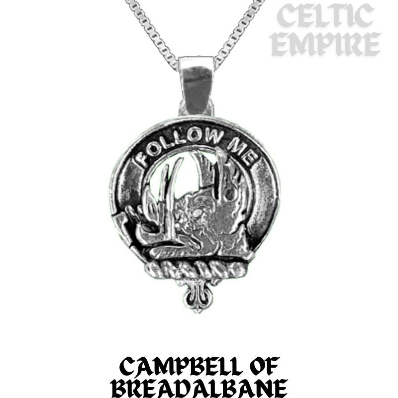 Campbell Breadalbane Large 1" Scottish Family Clan Crest Pendant - Sterling Silver