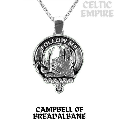 Campbell Breadalbane Large 1" Scottish Family Clan Crest Pendant - Sterling Silver