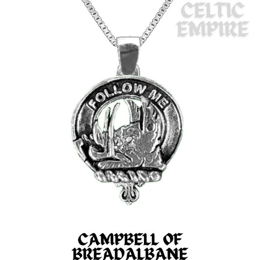 Campbell Breadalbane Large 1" Scottish Family Clan Crest Pendant - Sterling Silver
