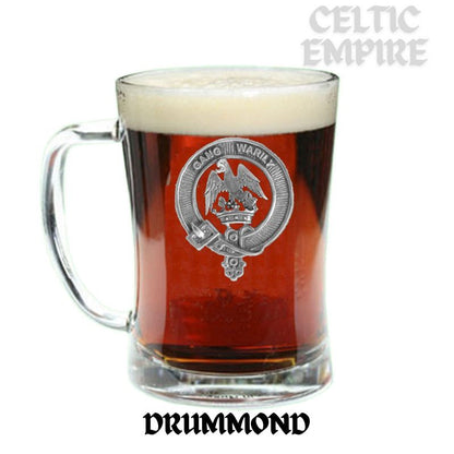 Drummond Family Clan Crest Badge Glass Beer Mug