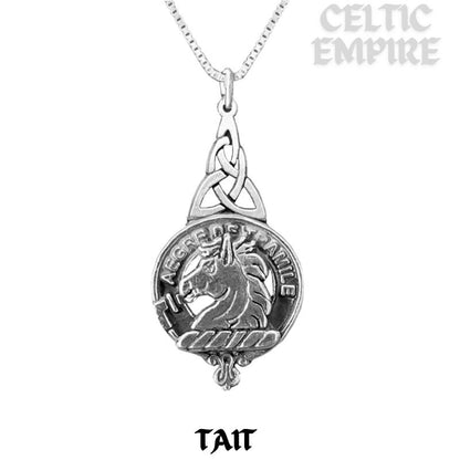 Tait Clan Crest Interlace Drop Pendant