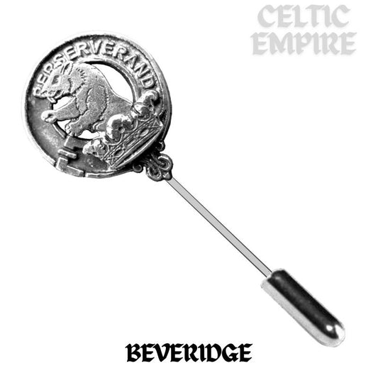 Beveridge Family Clan Crest Stick or Cravat pin, Sterling Silver