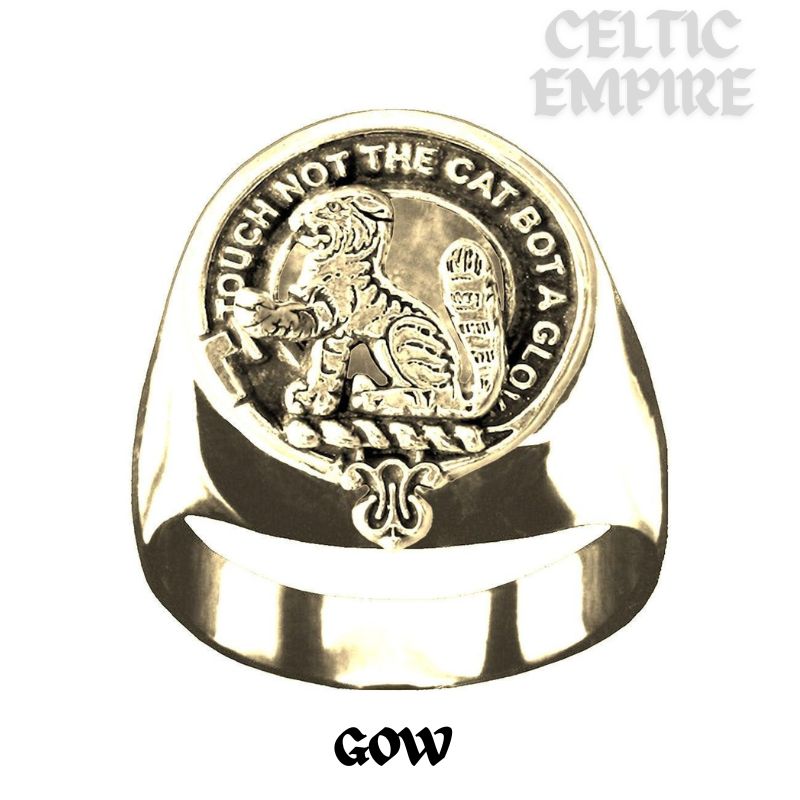 Gow Scottish Family Clan Crest Ring - Sterling Silver and Karat Gold