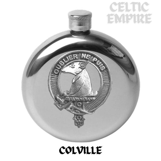 Colville Round Family Clan Crest Scottish Badge Flask 5oz